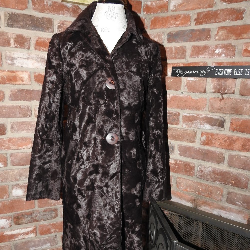 Privilege Womens Fuzzy Brown Coat Sz 38...C1024